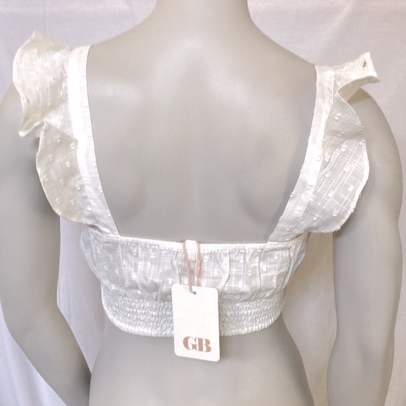 GB Girls White Ruffle Crop Top Size Small Straps with Ruffles Elastic Hem NWT - Picture 4 of 5